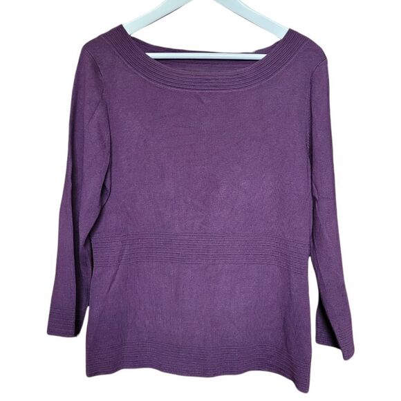 Geoffrey Beene purple 3/4 sleeve top - Picture 1 of 4